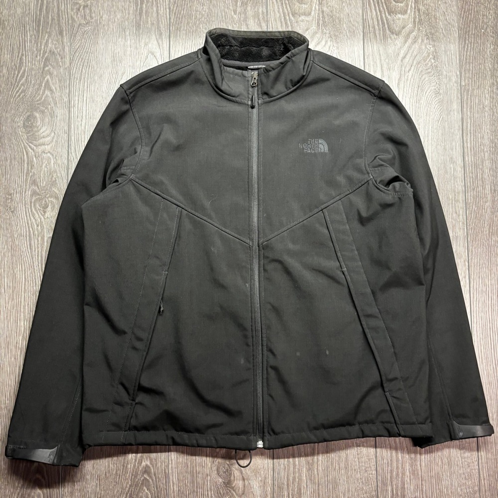 The North Face Mens XL Apex Bionic Softshell Jacket Black Fleece Lined Windproof